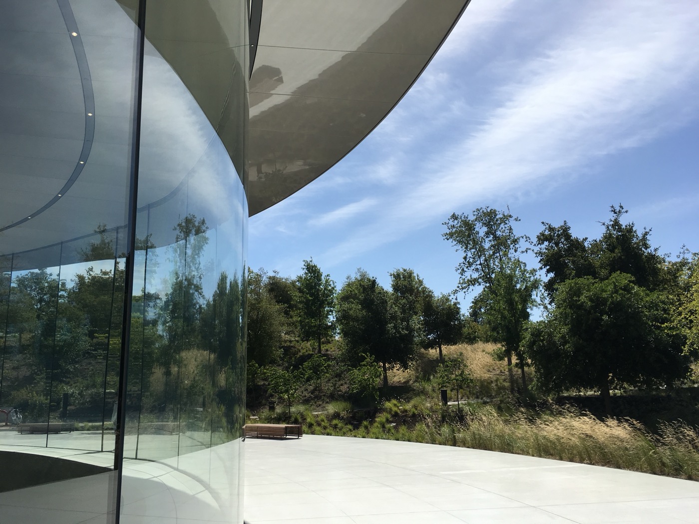 a sideways view of the steve jobs theater
